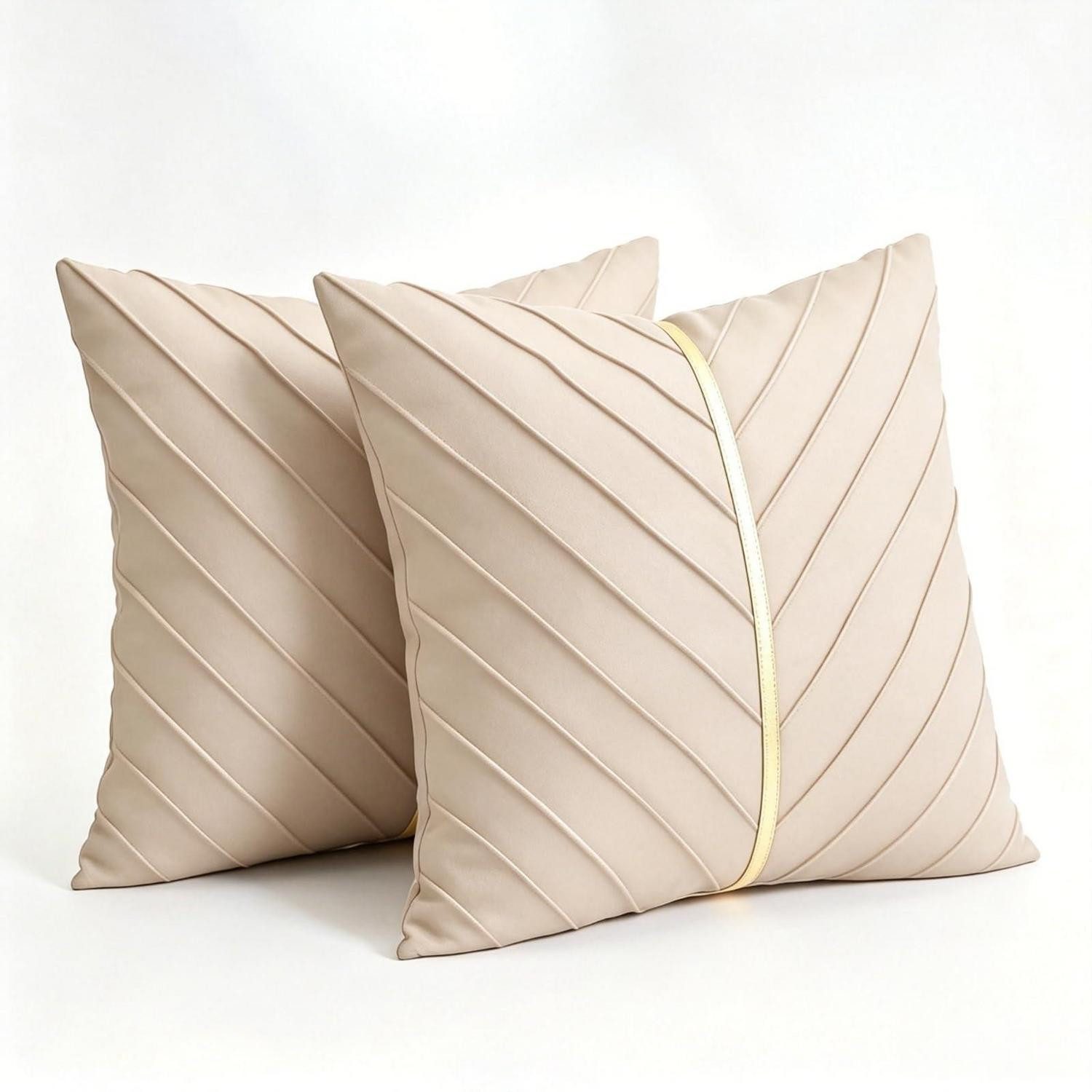 LuxusKollektion Kissenbezug Samt Kissenbezug Beige 40x40cm 2er-Set, (2 Stück)