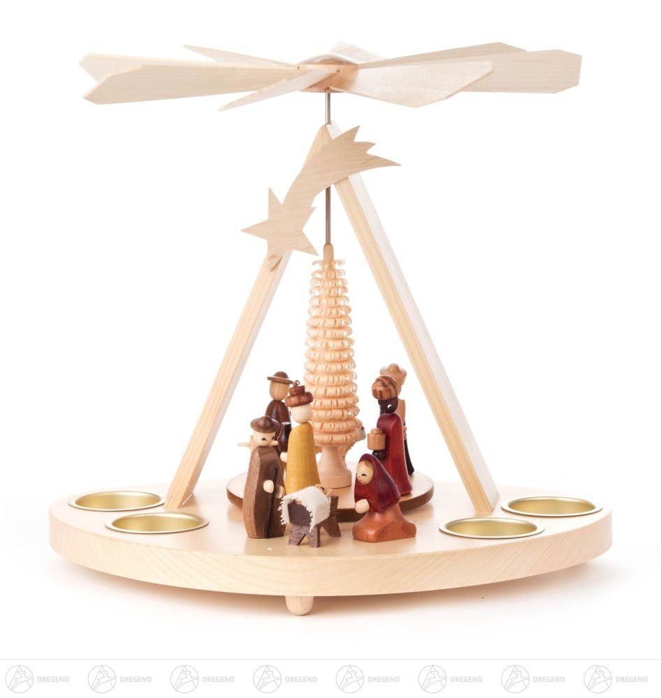 Erzgebirge Pyramide Figuren Breite mit Tiefe Pyramide Teelichte mit und der Dregeno Höhe x Christi Geburt Geburt, für Christi Tieren Weihnachtspyramide x 27,