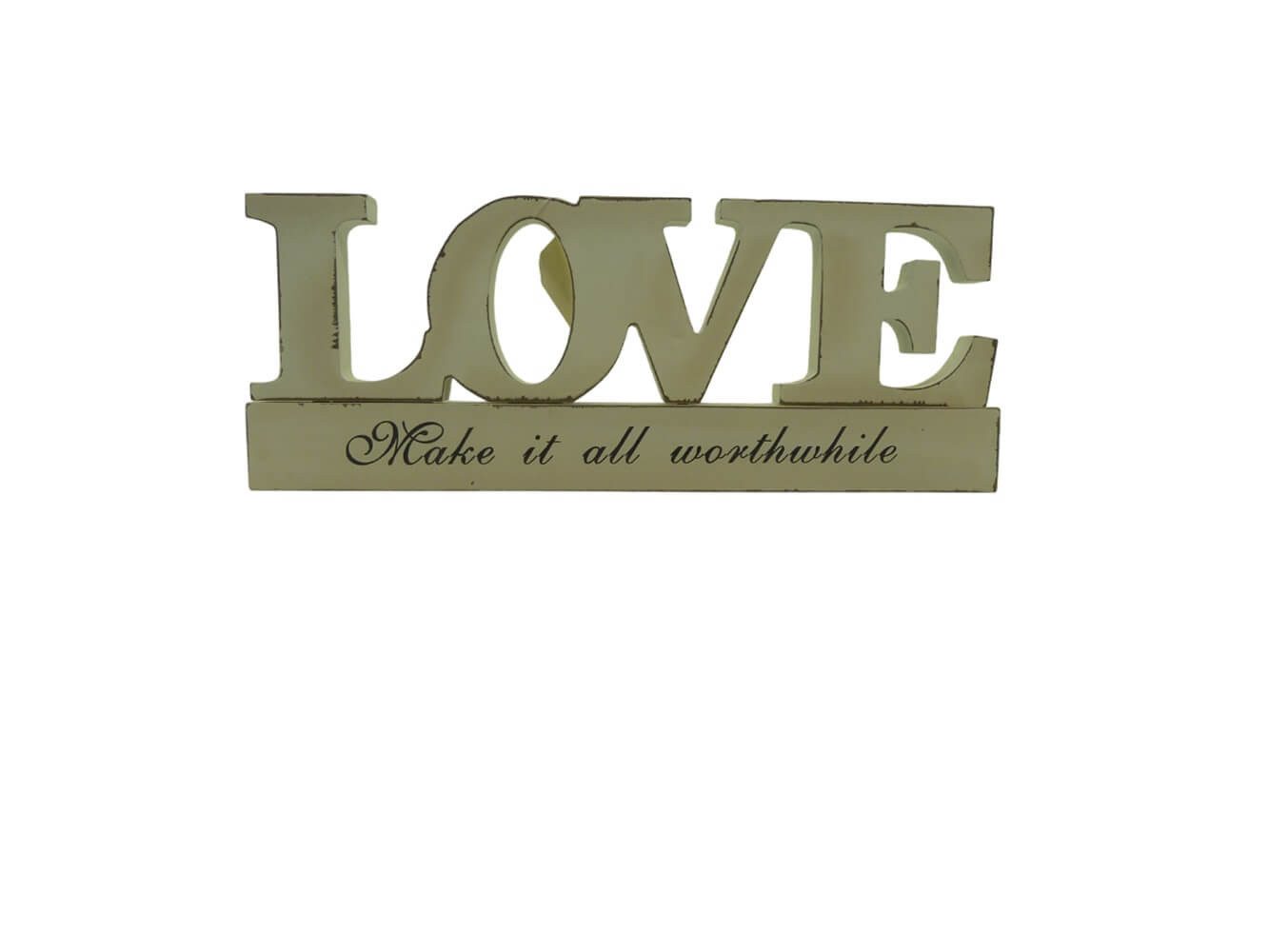 degawo Hinweisschild Romantischer Schriftzug "LOVE" aus hochwertigem Holz in Shabby weiß