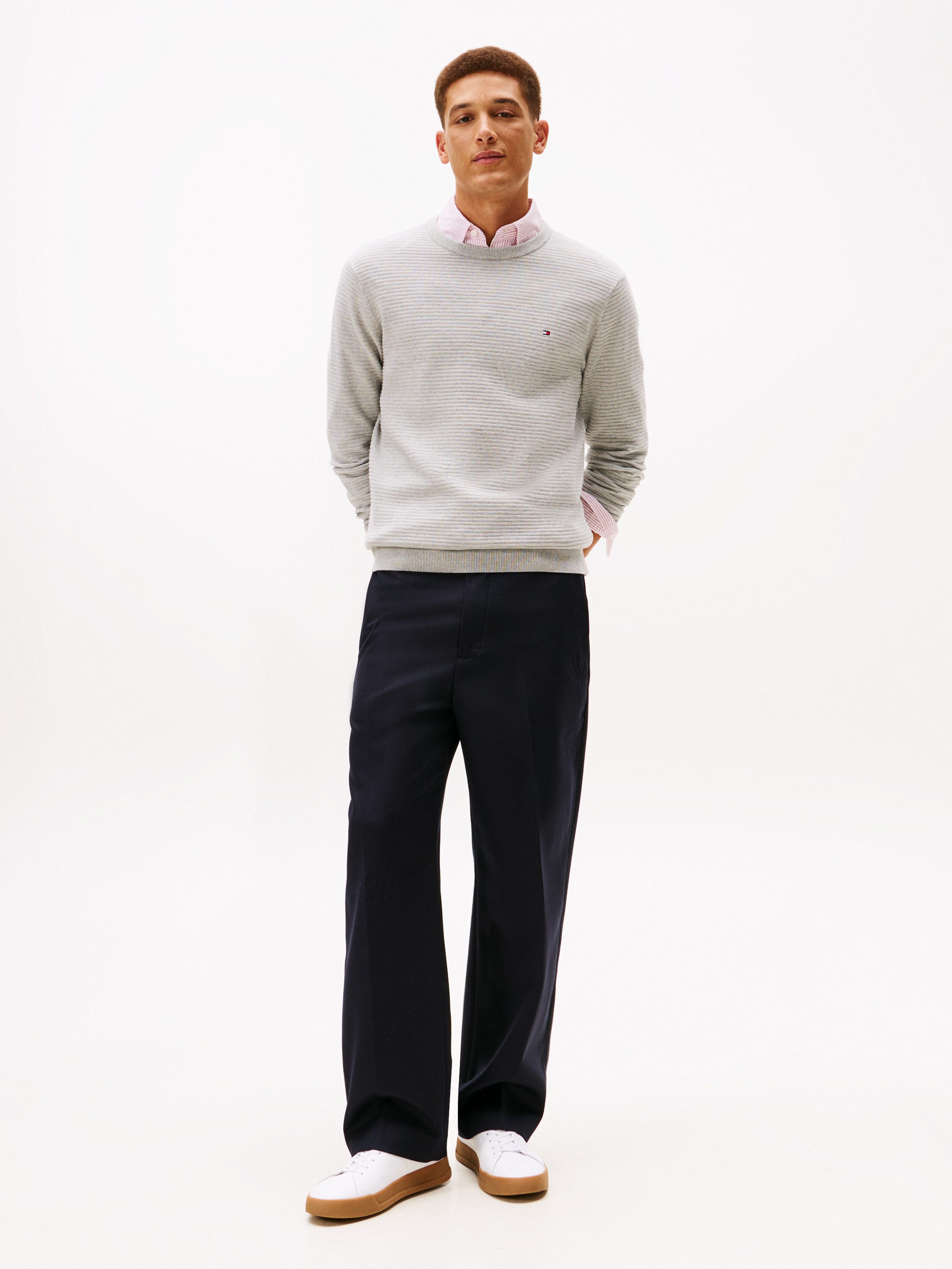 Tommy Hilfiger Rundhalspullover SEASONAL STRUCTURE mit Struktur, Rundhals, regular fit