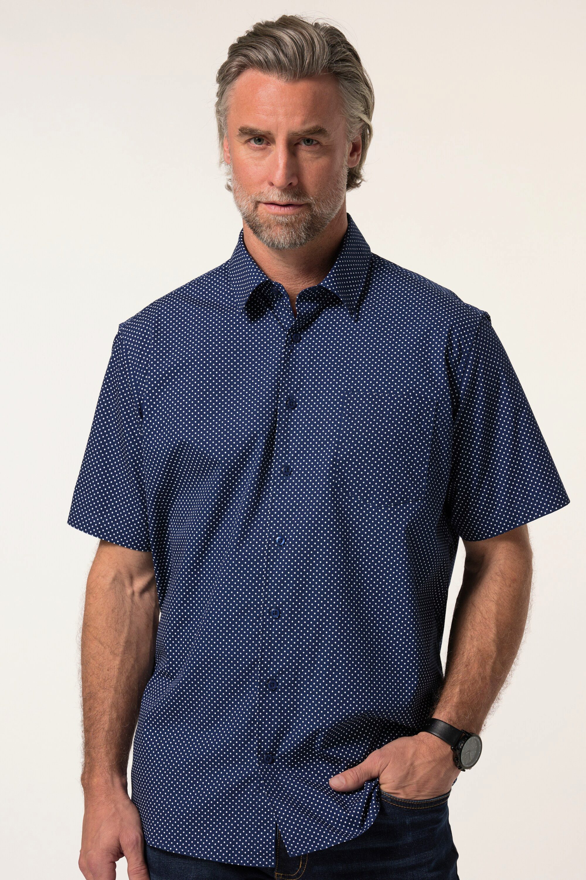 Boston Park Kurzarmhemd Hemd Halbarm Minimal-Print Kentkragen Comfort Fit günstig online kaufen
