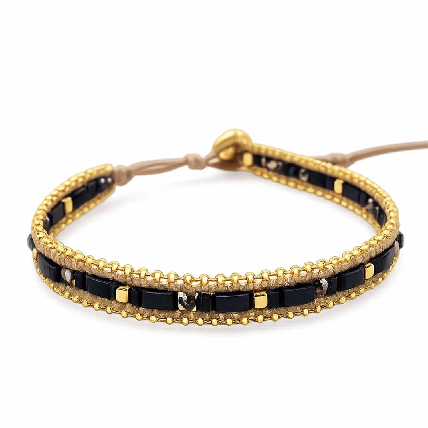 Impala Wickelarmband Armband Daya – Edelsteine, vergoldeter Hämatit & Edelstahl, handgefertigt