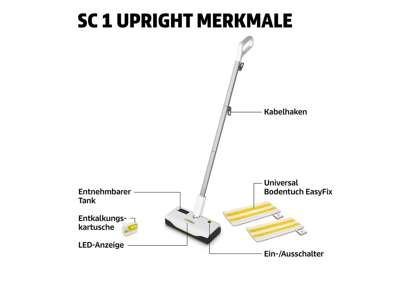 KÄRCHER Dampfreiniger SC 1 Upright, 1300 W, beutellos