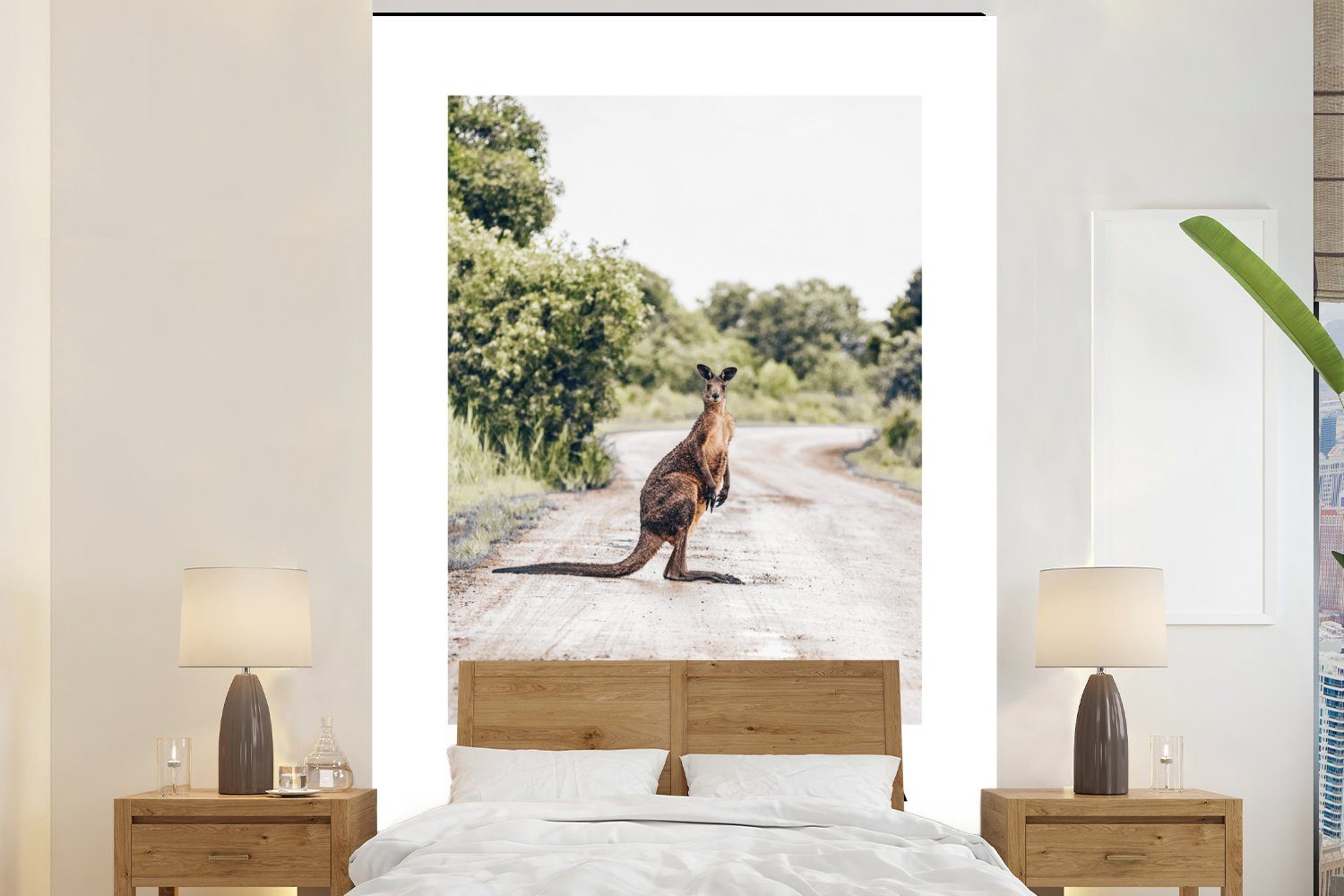 MuchoWow Fototapete Australien - Känguru - Natur, Matt, bedruckt, (3 St), Montagefertig Vinyl Tapete für Wohnzimmer, Wandtapete