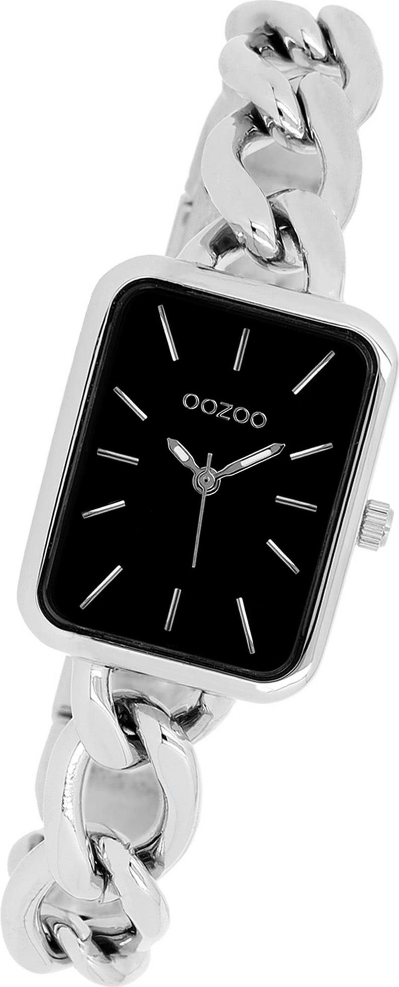 OOZOO Quarzuhr Oozoo Damen Armbanduhr Timepieces, Damenuhr Edelstahlarmband silber, rechteckiges Gehäuse, 22,5x28,5mm