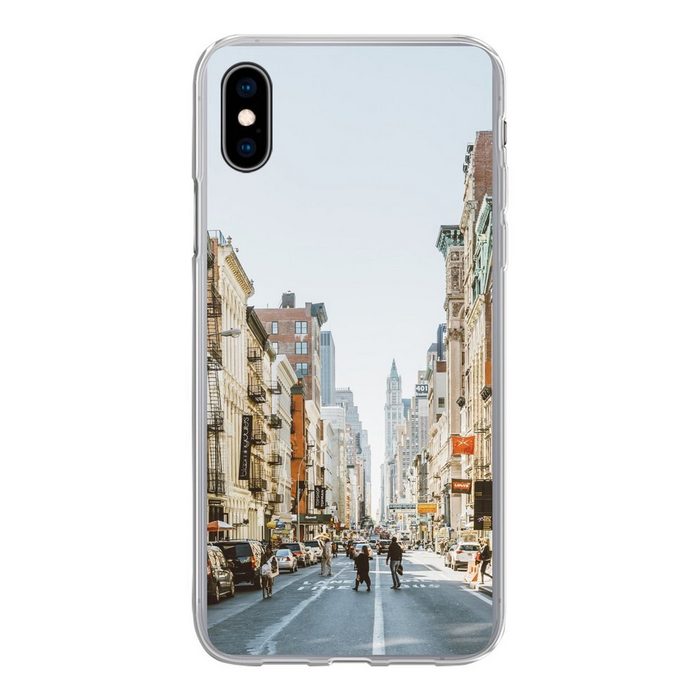 MuchoWow Handyhülle Belebte Straße in New York Handyhülle Apple iPhone Xs Max Smartphone-Bumper Print Handy