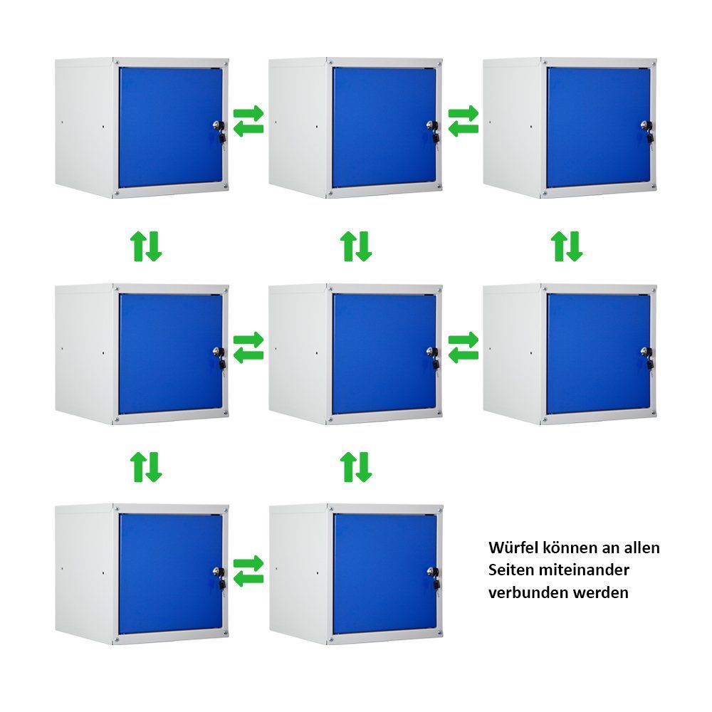 Spind 2x PROREGAL® 35x35x35 cm, Deal, (2-St) HxBxT Mega Cubic, Schließfachwürfel Grau-Blau