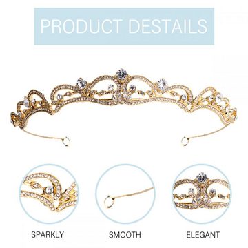 Truyuety Diadem Barocke Vintage mit Strassbraut Tiara Prinzessin für Hochzeitsfeier (1-tlg)