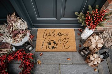 Fußmatte Kokos Welcome Home Soccer, HANSE Home, rechteckig, Höhe: 15 mm, Kokos, Schmutzfangmatte, Outdoor, Rutschfest, Innen, Kokosmatte, Flur