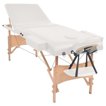 vidaXL Massageliege Massageliege 3-Zonen mit Hocker Klappbar 10 cm Sitz Weiß