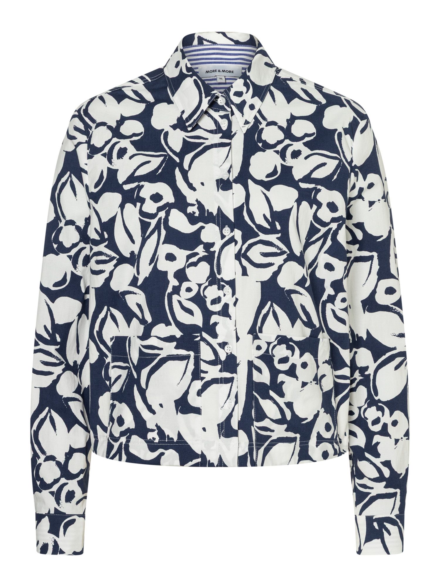MORE&MORE Langarmbluse kurze, weite Flowerprint Bluse