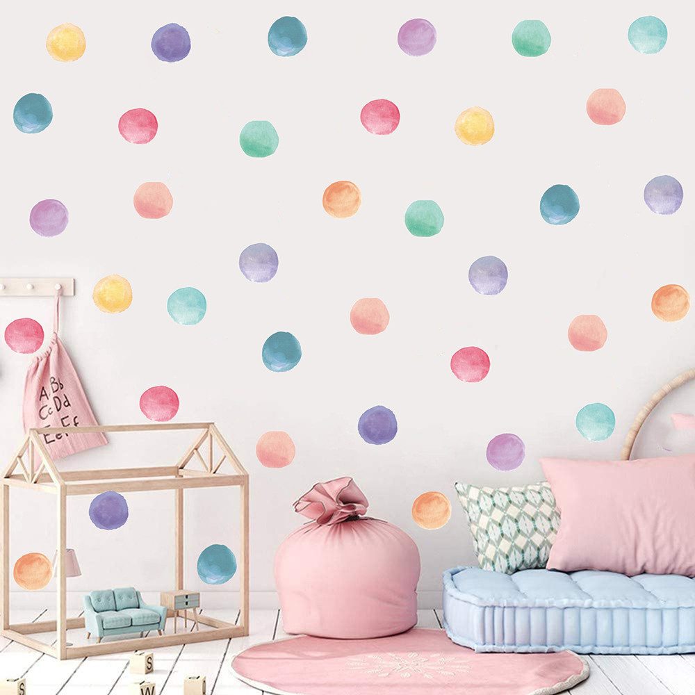 Candyse Wandtattoo Kinderzimmer Wandaufkleber Wanddekoration selbstklebend bunt gepunktet, Bohemian Kindergarten Doodle Aufkleber