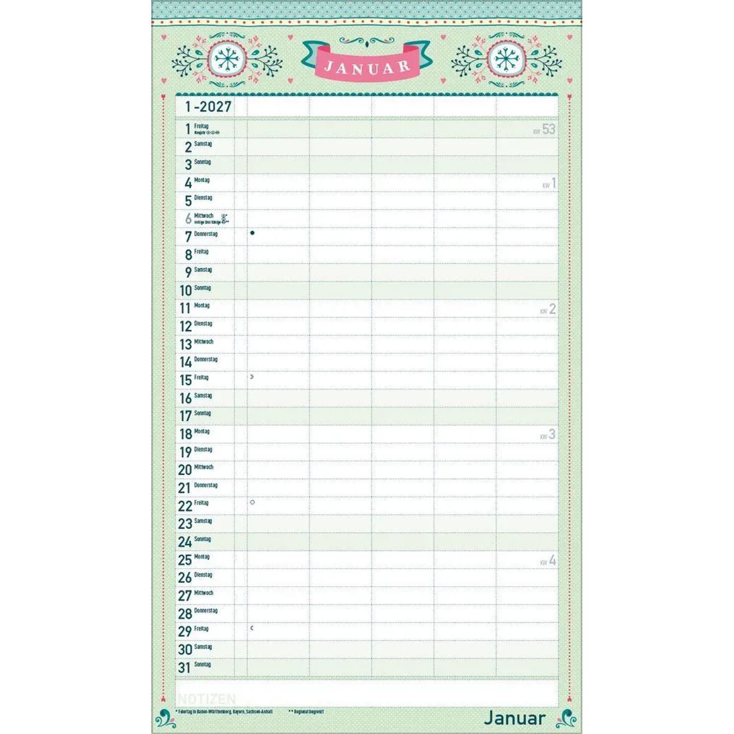 Korsch Verlag Familienkalender Familienplaner Vintage 2027