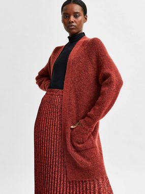 SELECTED FEMME Cardigan Lange Strickjacke mit Taschen Casual Cardigan Mantel SLFLULU (1-tlg) 3856 in Rot