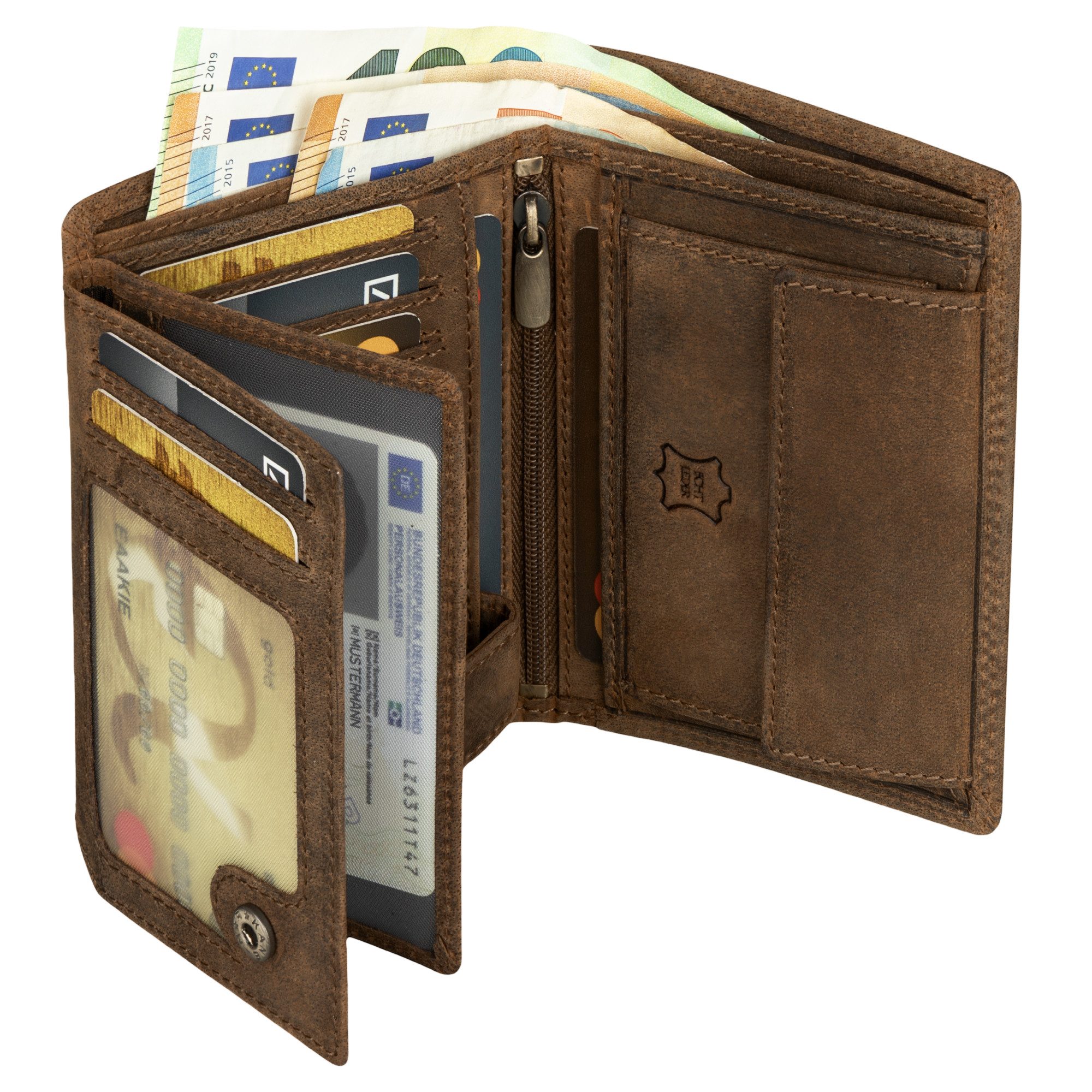 Geldbörse Leder Geldbörse Herren Portemonnaie RFID Hochformat Geldbeutel