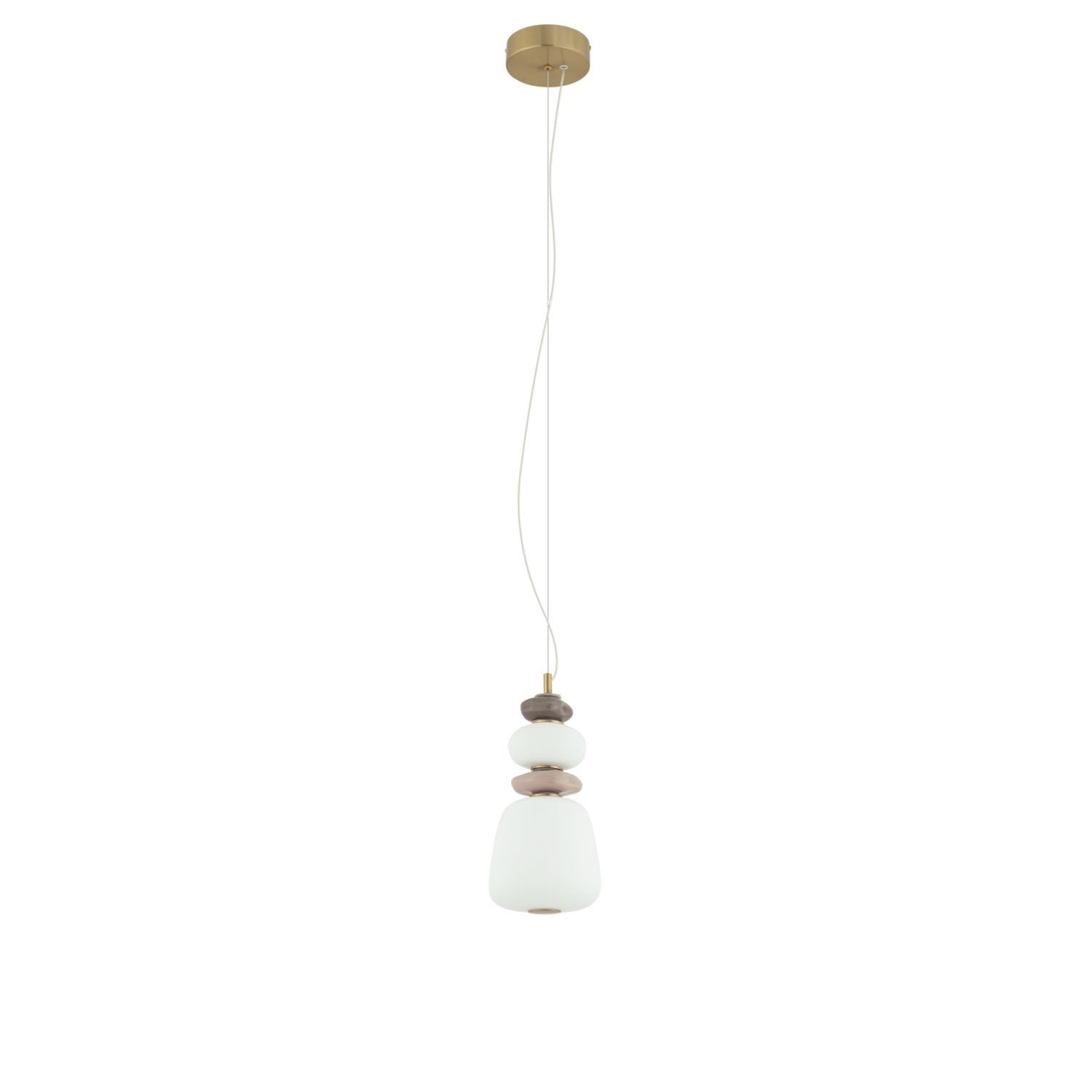 Licht-Erlebnisse Pendelleuchte RUDON, LED fest integriert, Warmweiß, Keramik Glas LED rund Ø 17 cm H: max. 152 cm Braun Weiß Grau 950 lm