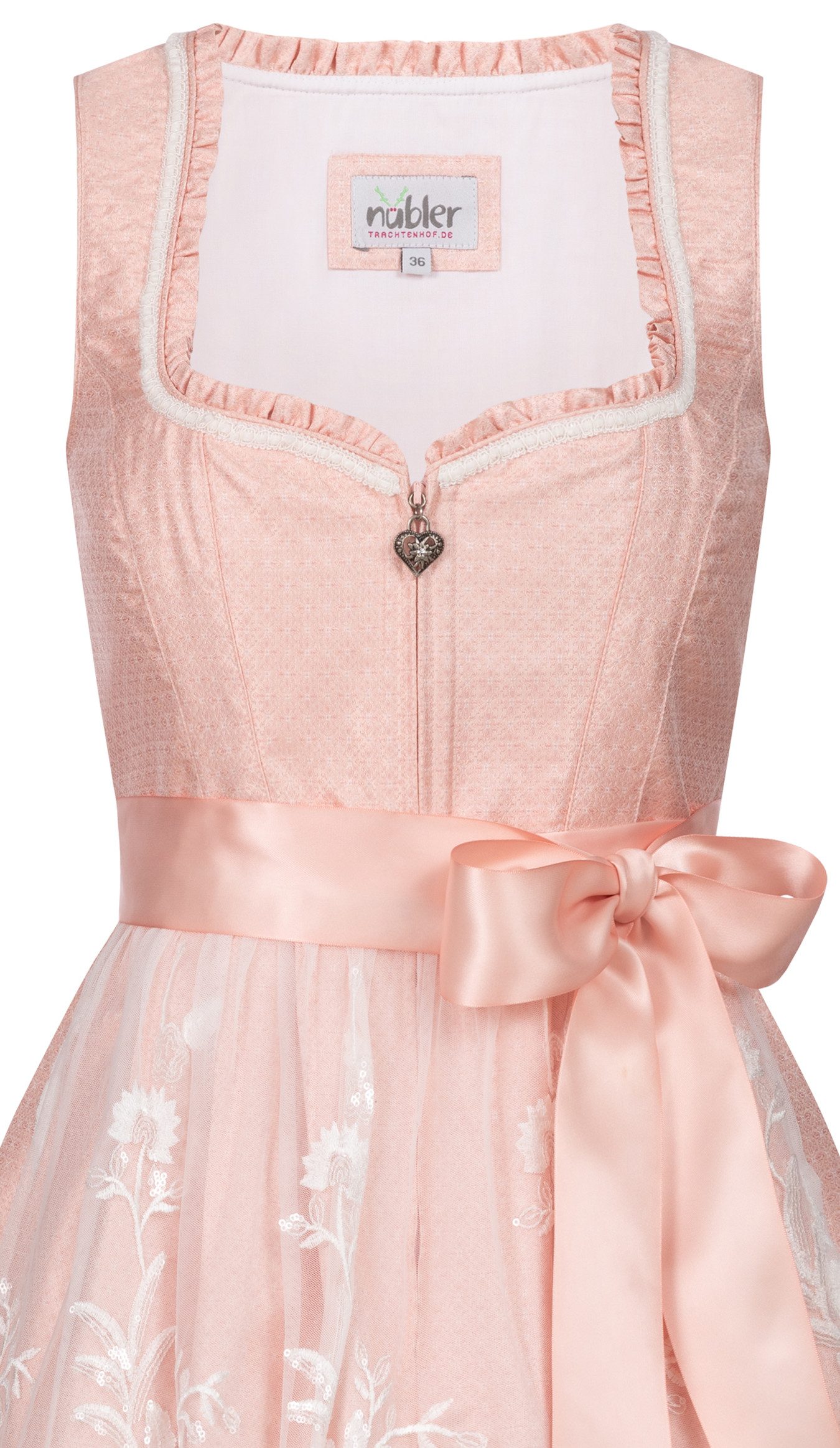 Nübler Trachtenkleid Mididirndl Gardi in Peach von Nübler - Rocklänge 60 cm