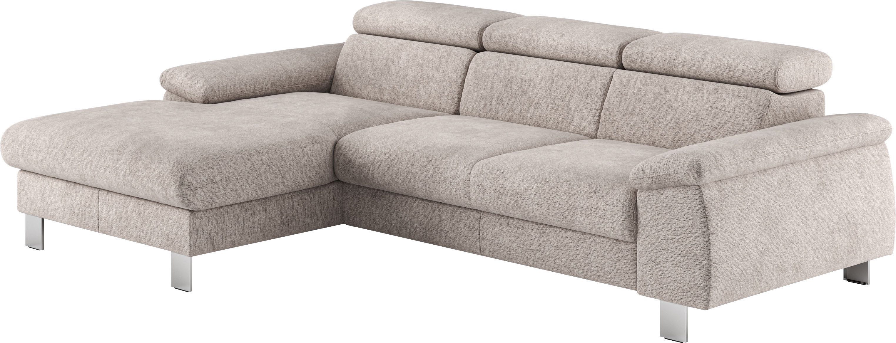 COTTA Ecksofa Komaris L-Form, B: 244 cm, mit Kopfteilverstellung, optional Bettfunktion, Bettkasten & Licht
