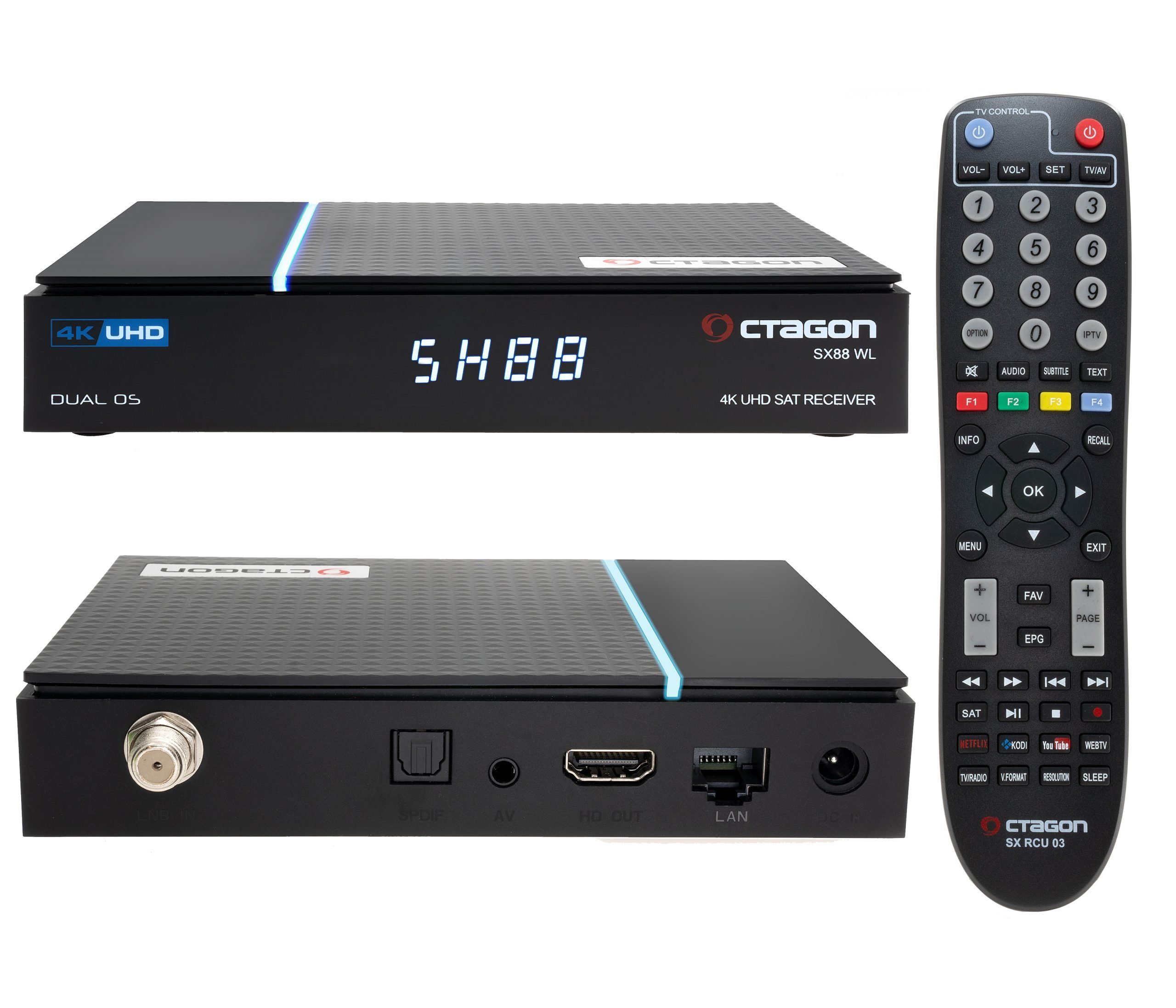SX88 WL V2 4K UHD S2+IP 5G Wi-Fi 1xDVB-S2 E2 Linux TV Sat Receiver SAT-Receiver