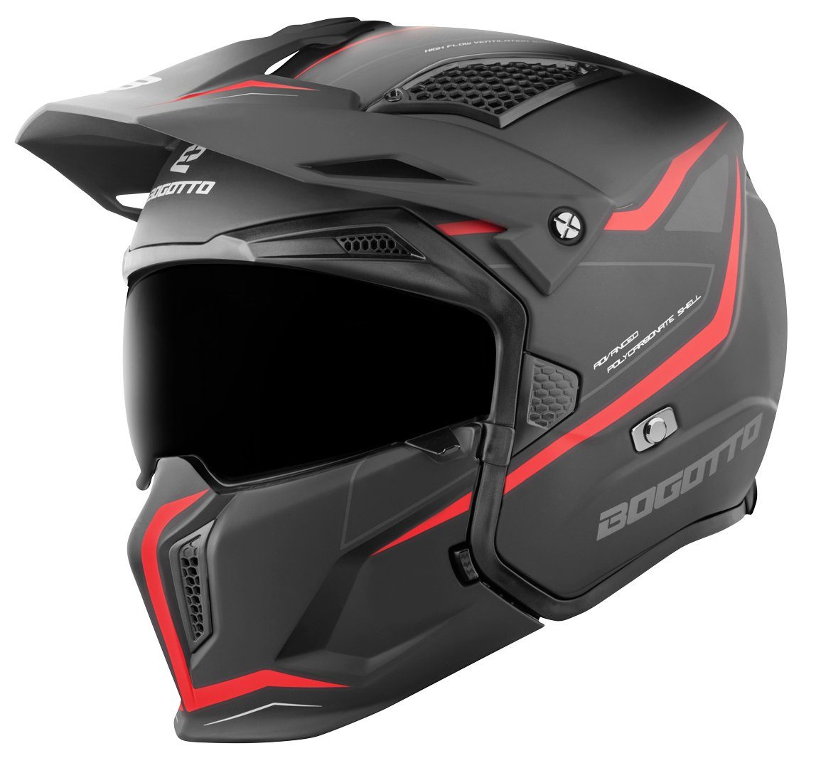 Bogotto Motorradhelm Radic WN-ST 22.06 Helm, herausnehmbares Innenfutter,integriertes Sonnenvisier