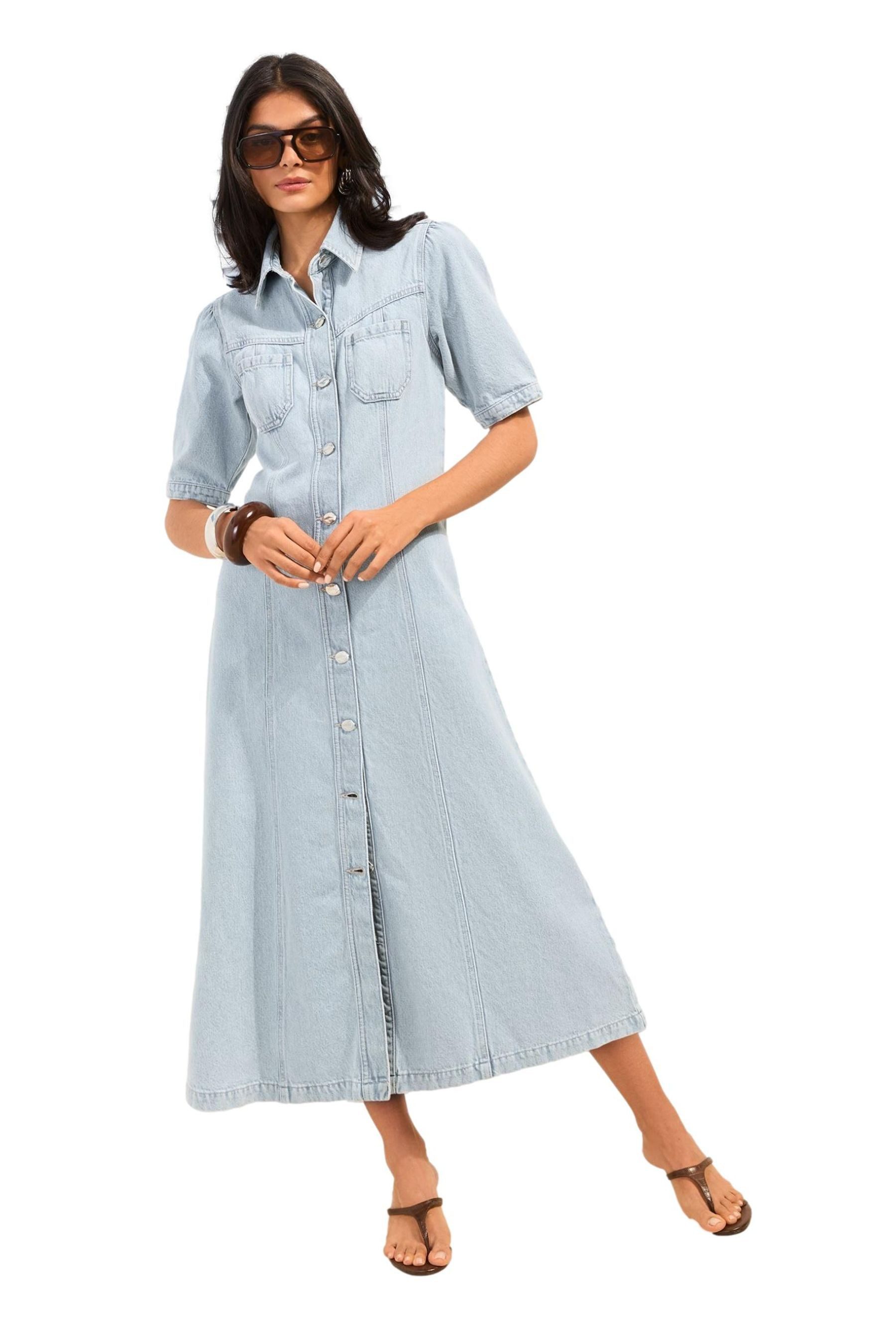 Friends Like These Jeanskleid Friends Like These Denim-Midaxi-Hemdblusenkleid (1-tlg)