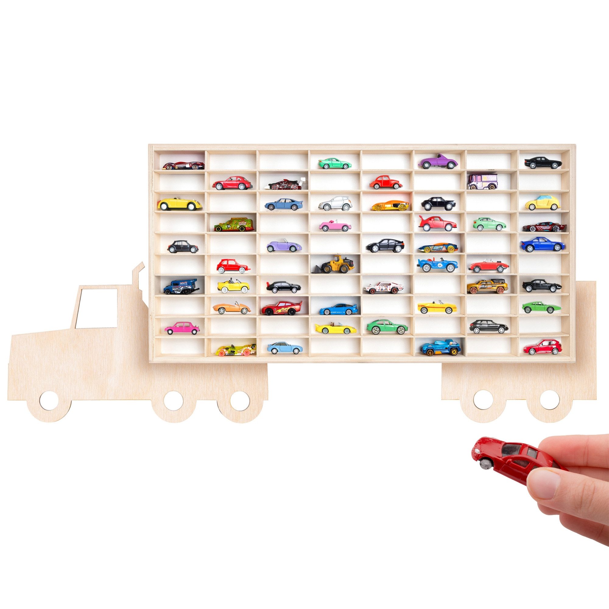 Creative Deco Schubladenbox Setzkasten Holz Sammlervitrine für Autos - 80 verstellbare, SCHNELLE, SAUBERE MONTAGE – 3-TEILIGE KONSTRUKTION