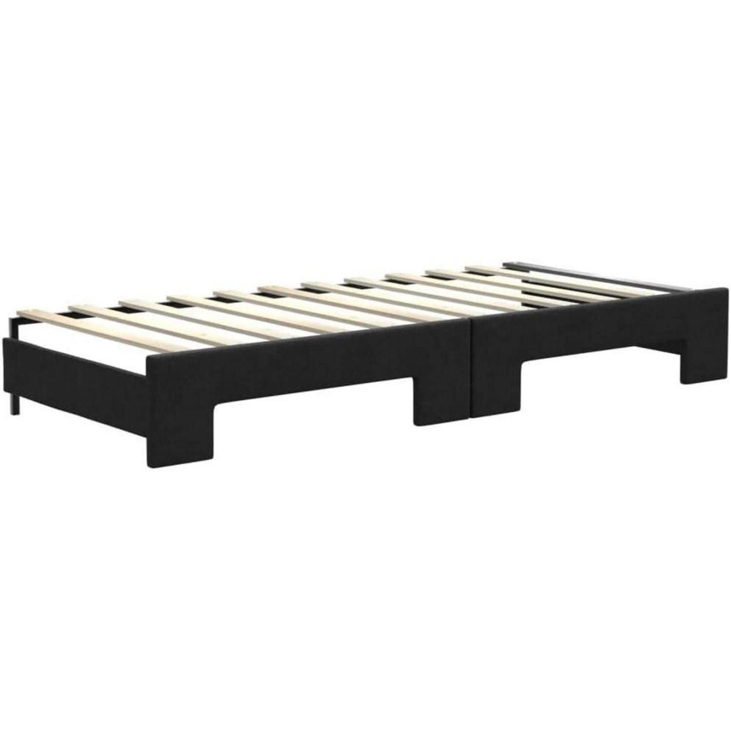 LuxusKollektion Schlafsofa Schlafsofa 80 x 200 mit Bettkasten & Schublade & Matratze Schwarz