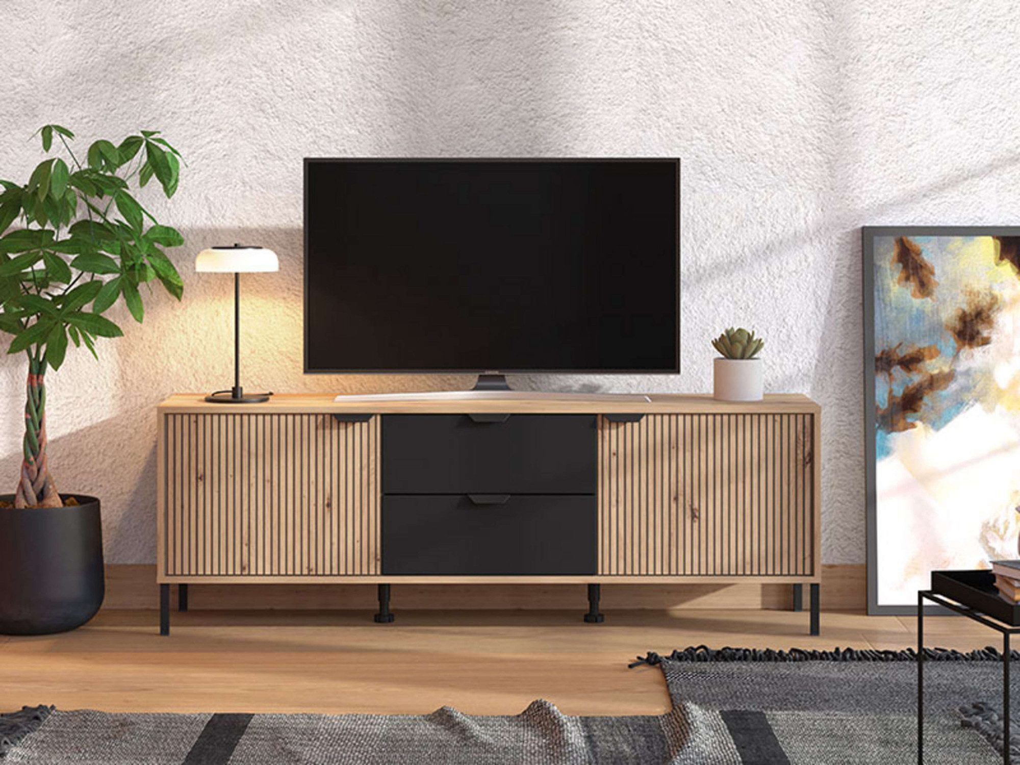 Home affaire Lowboard Mayenne, TV-Lowboard, Breite 157 cm, TV-Kommode, Türe günstig online kaufen