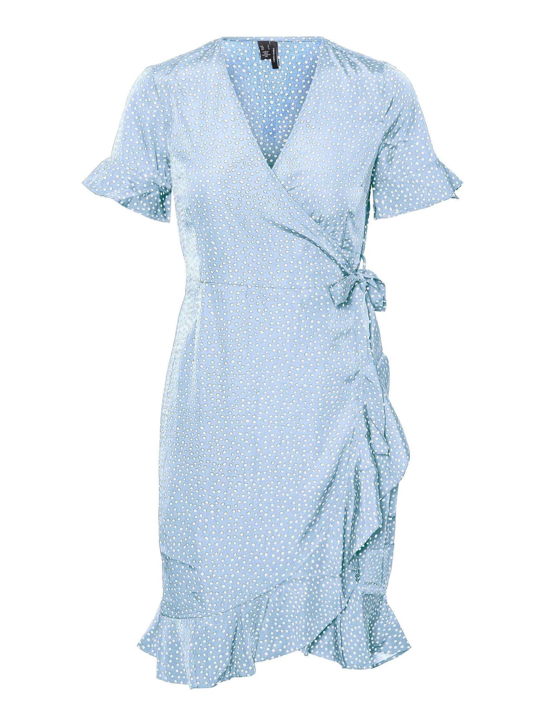 Vero Moda Shirtkleid Kurzes Wickel mit Rüschen VMHENNA für Damen (kurz) VMHENNA 2/4 WRAP FRILL DRESS NOOS
