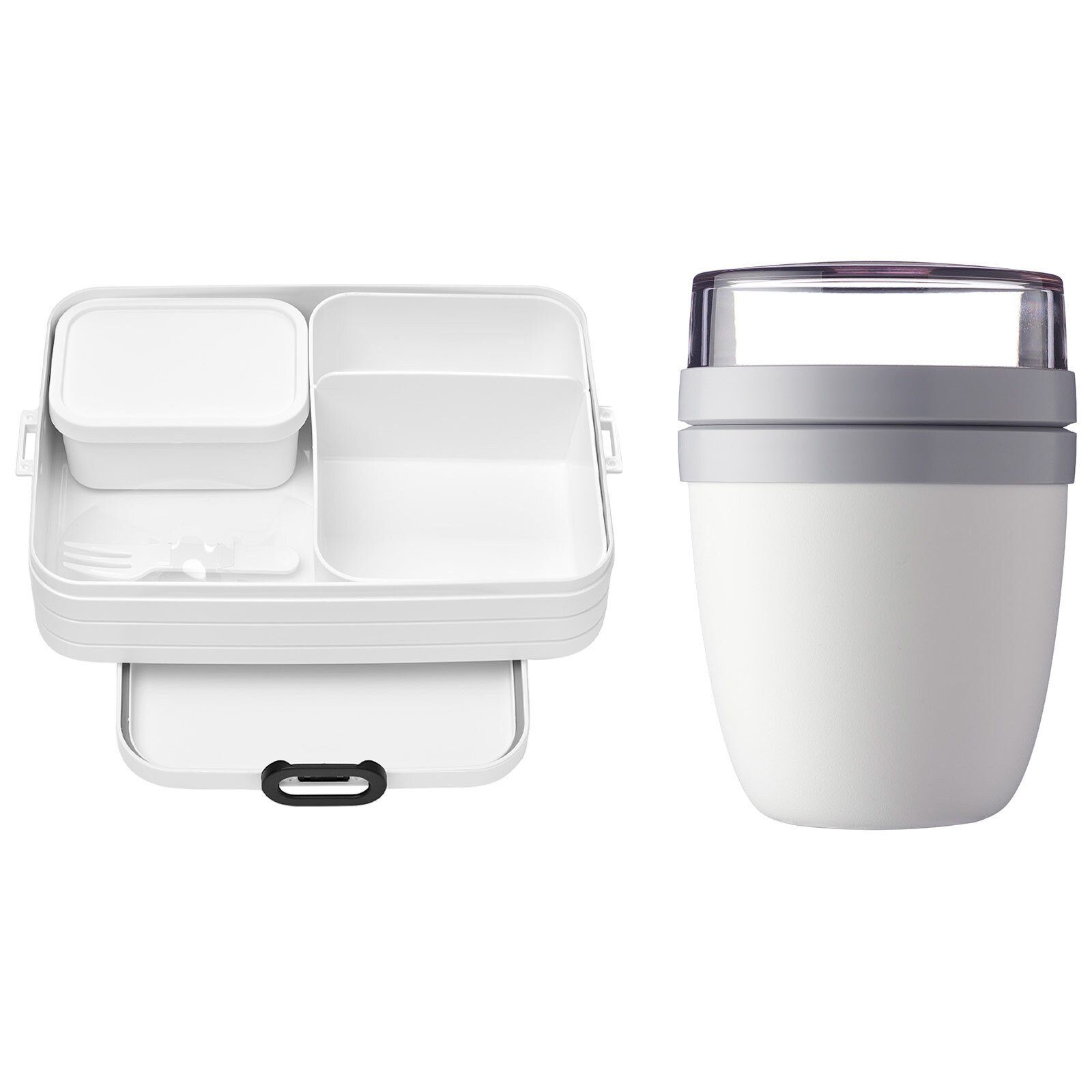 Mepal Lunchbox Ellipse + TAB Lunchpot + Bento Lunchbox Large, Kunststoff, (2-tlg), Spülmaschinengeeignet Weiß