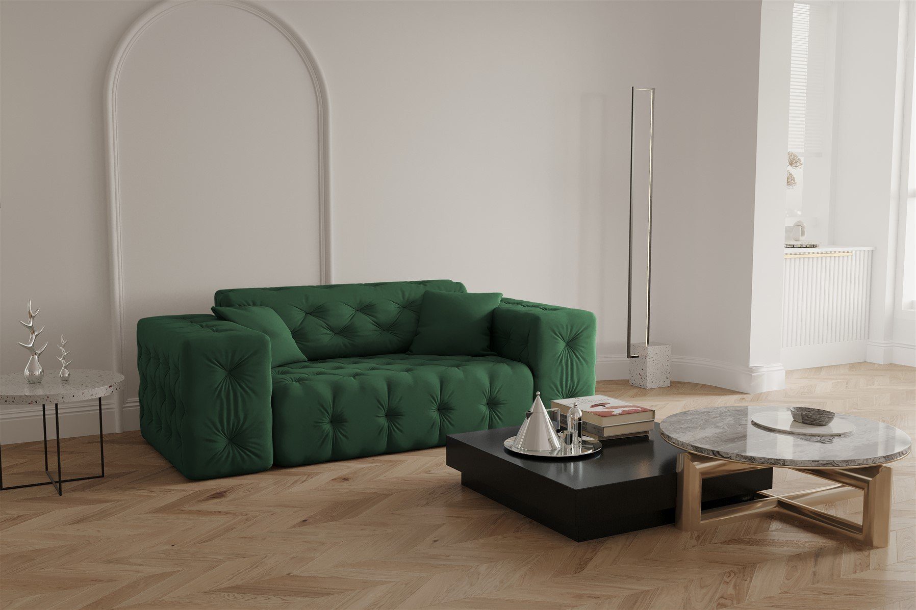 Fun Möbel Sofa Sofa Designersofa CHANTAL 2-Sitzer in Stoff Opera Velvet