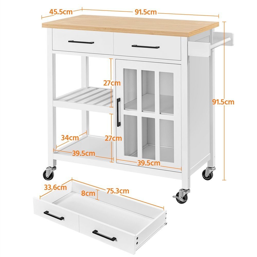 Küchenwagen Yaheetech Kücheninsel Sideboard Küchenschrank Servierwagen,