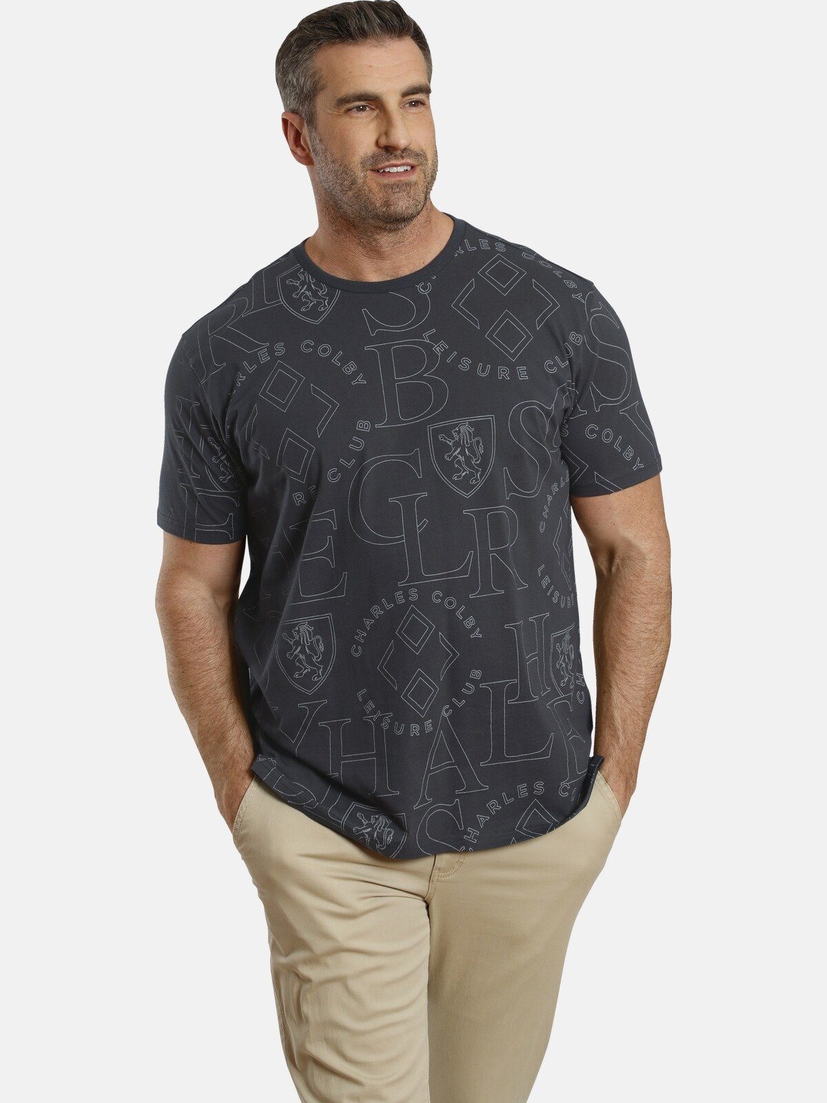 all-over im Charles Print stylischen HEBBS Colby EARL T-Shirt