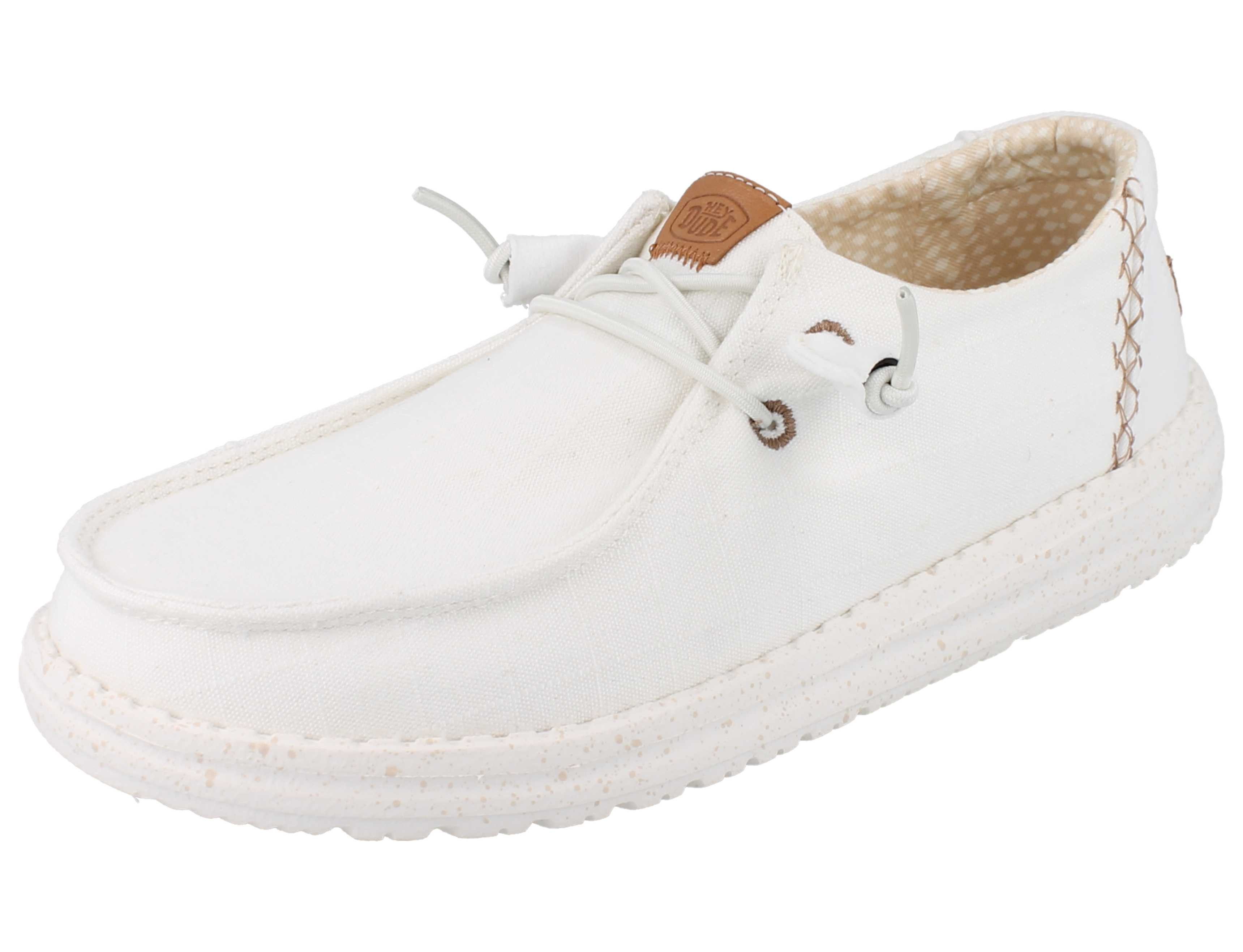 Hey Dude HEY DUDE Wendy Chambray Grid Damen Schlupfsneaker weiß Textil - Slipper Wechselfußbett