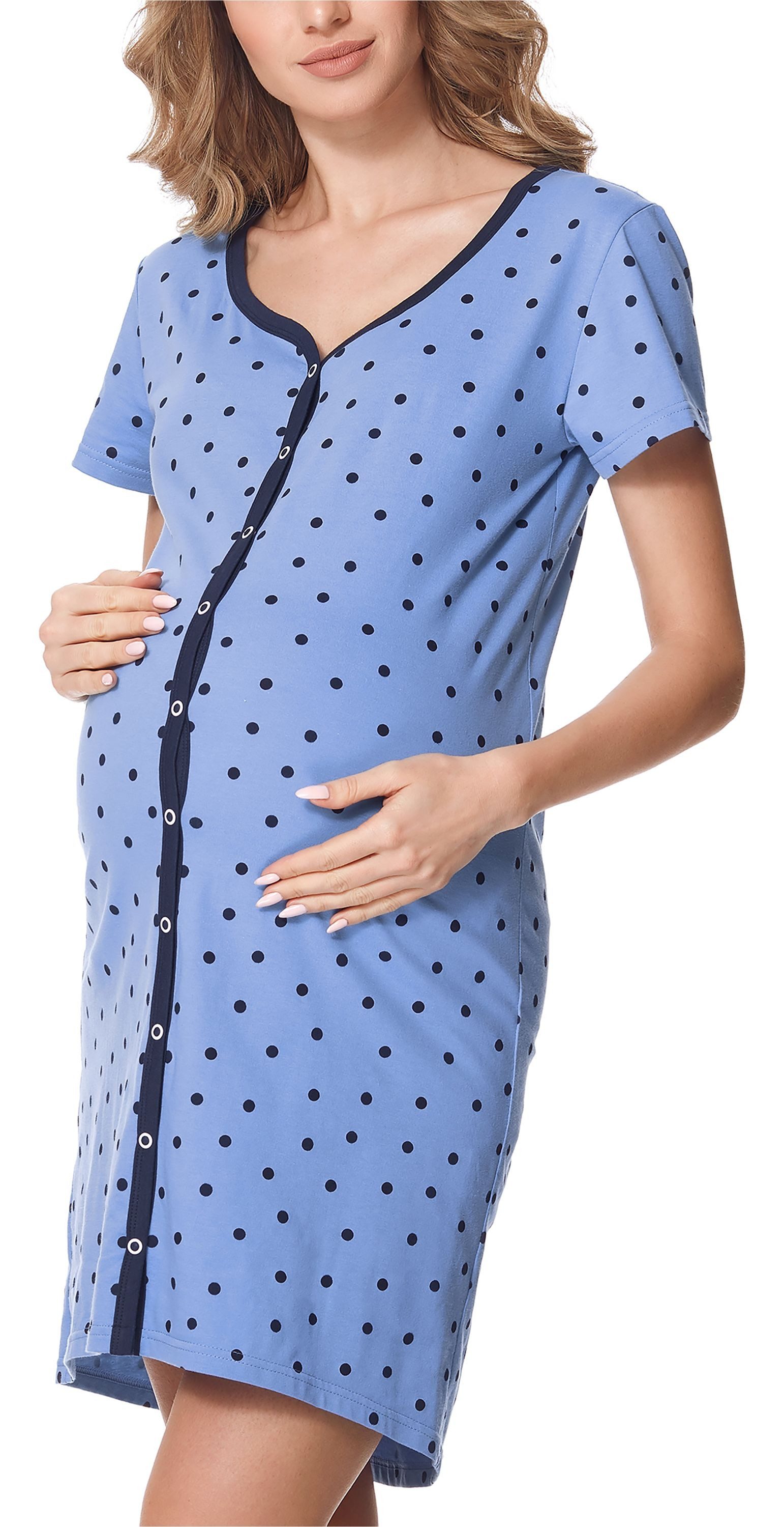 Bellivalini Umstandsnachthemd Damen Umstands Nachthemd mit Stillfunktion BLV50-114 (1-tlg)