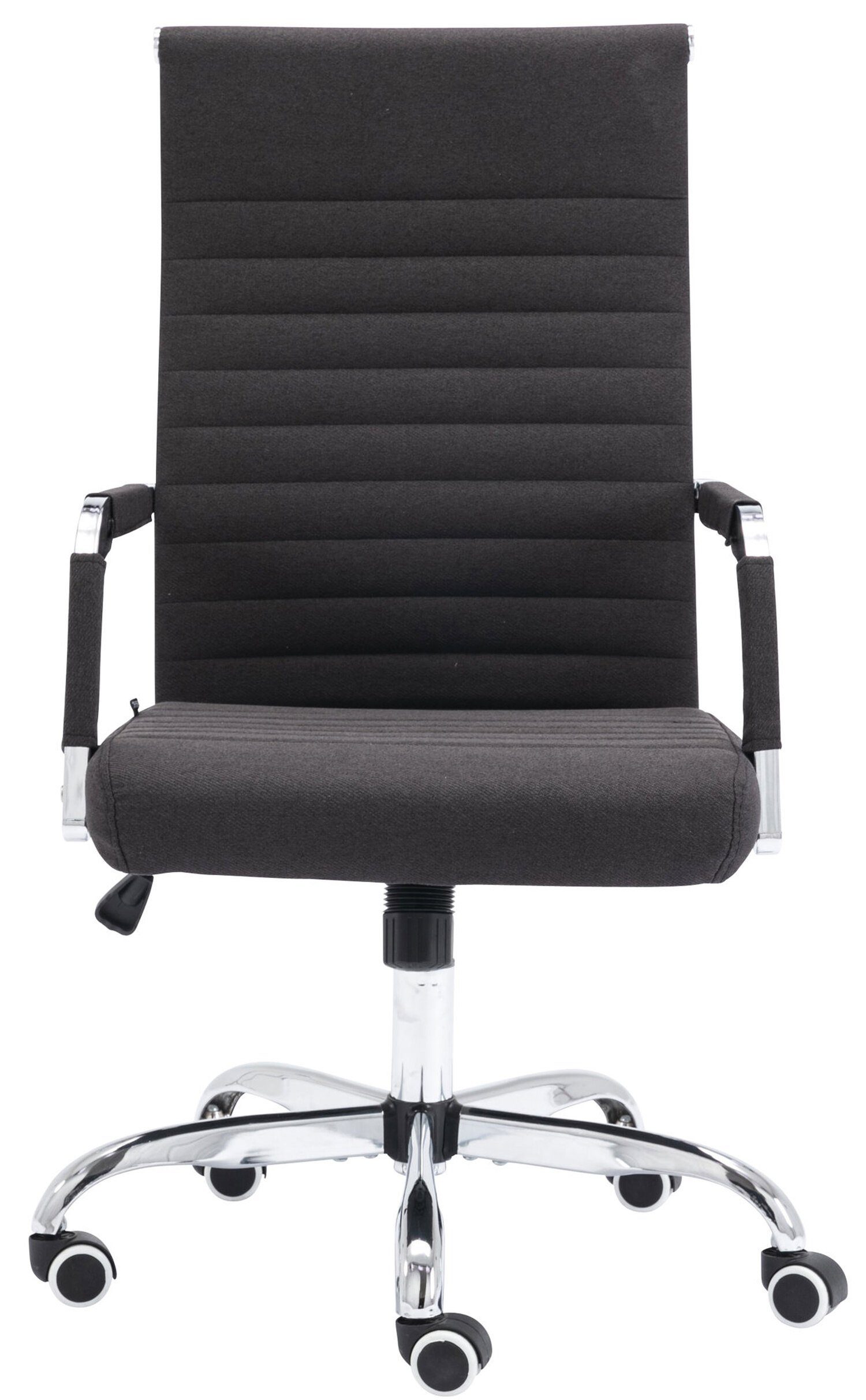 TPFLiving Bürostuhl drehbar - mit schwarz bequemer Sitzfläche: Chefsessel, Stoff Drehstuhl, chrom - Amadeus Rückenlehne XXL), 360° Gestell: und Metall höhenverstellbar (Schreibtischstuhl, Bürostuhl