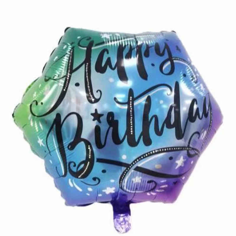 Kopper-24 Folienballon Folienballon Happy Birthday eckig 57x57 cm, Regenbogen grün blau lila
