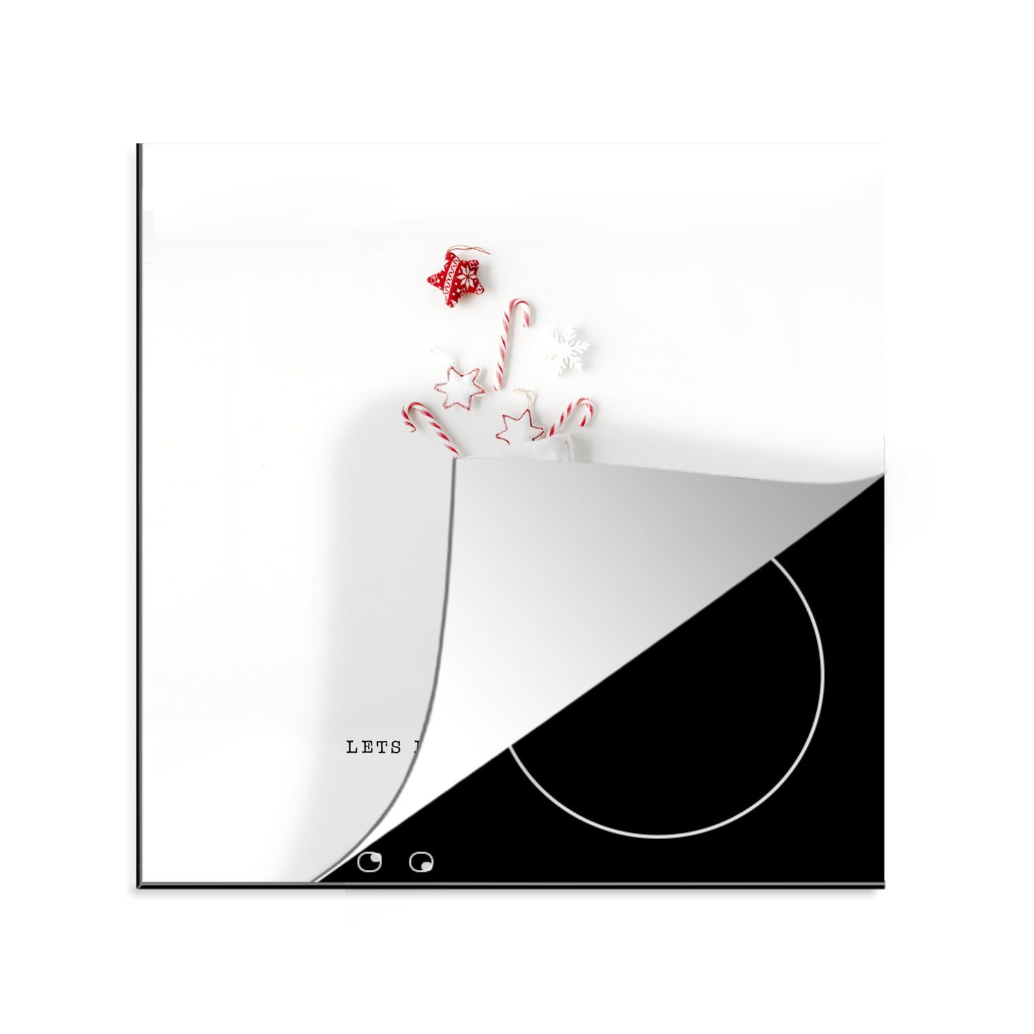 MuchoWow Herdblende-/Abdeckplatte Weihnachten - Weihnachtsdekoration - Rot, Vinyl, (1 tlg), 78x78 cm, Ceranfeldabdeckung, Arbeitsplatte für küche