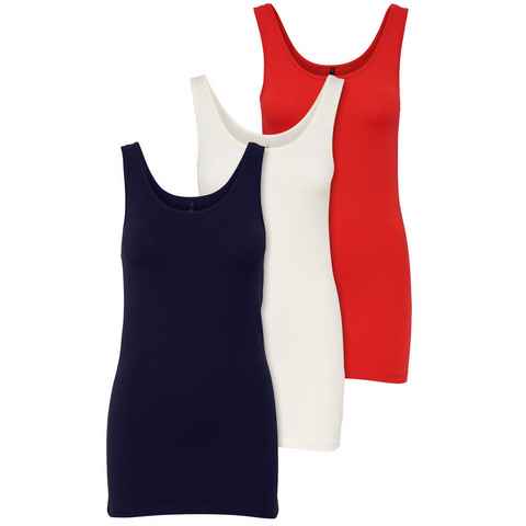 ONLY Tanktop Live Love (3-tlg) Lange Tops, elastische Baumwollqualität