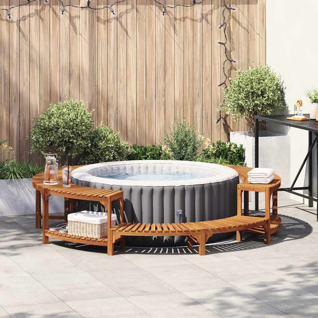 vidaXL Poolleiter, Whirlpool-Umrandung Braun Ø255 x 55,5 cm Massivholz Akazie