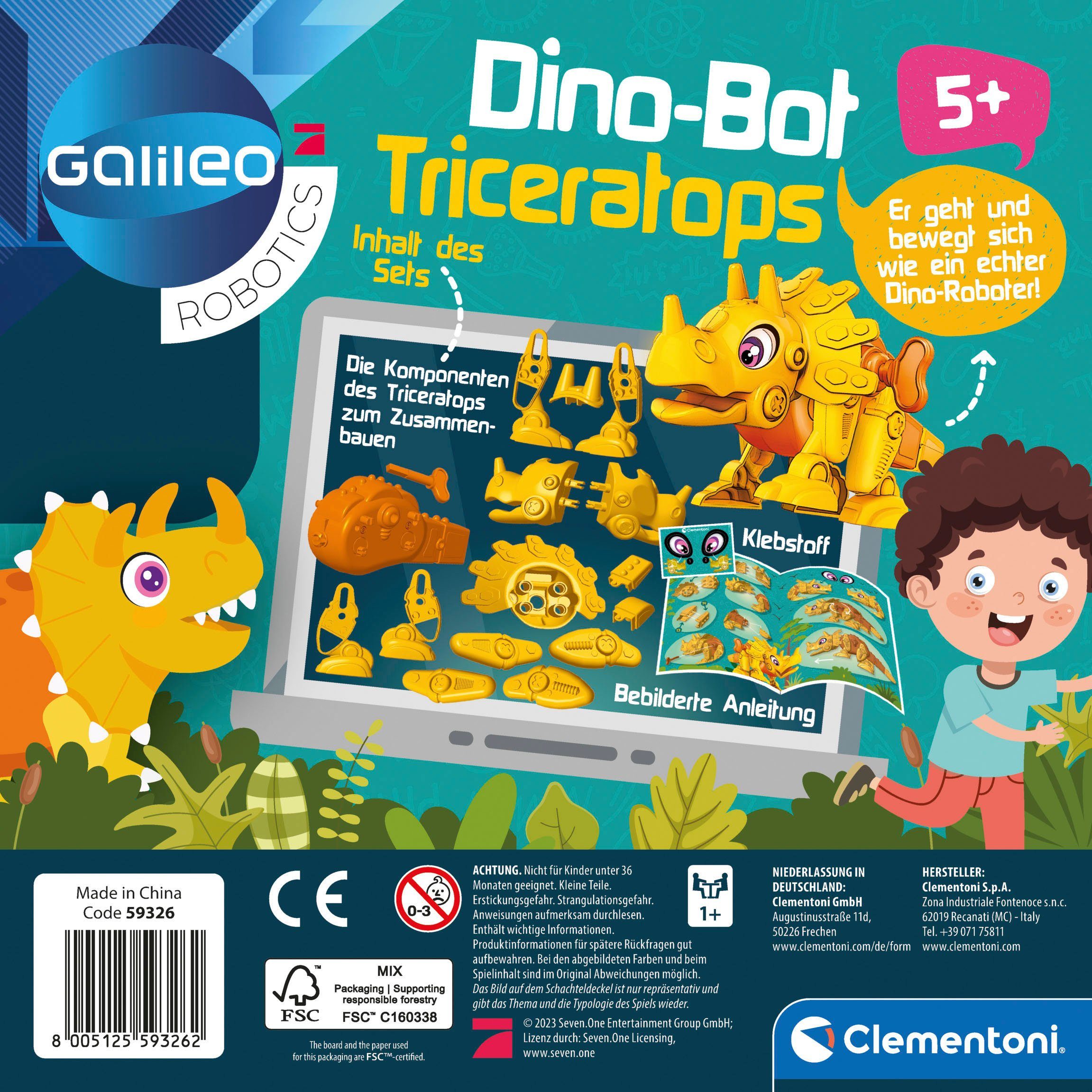 Europe Made Clementoni® in DinoBot Galileo, Triceratops, Roboter