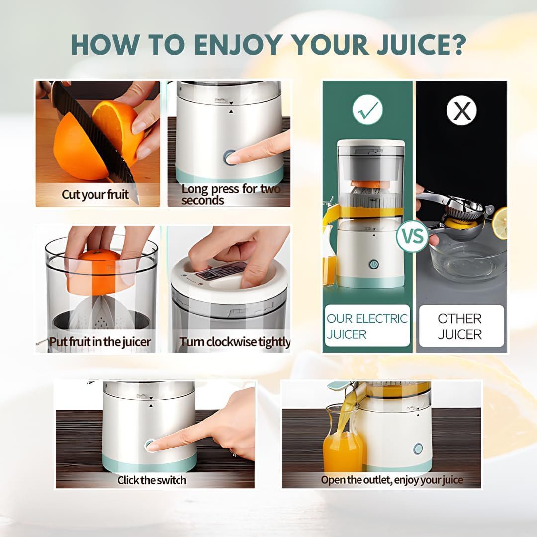 LIANNA Slow Juicer Entsafter Tragbarer wiederaufladbarer Entsafter, 500 W, Elektrische Tasse Entsafter für verschiedene Früchte und Gemüse