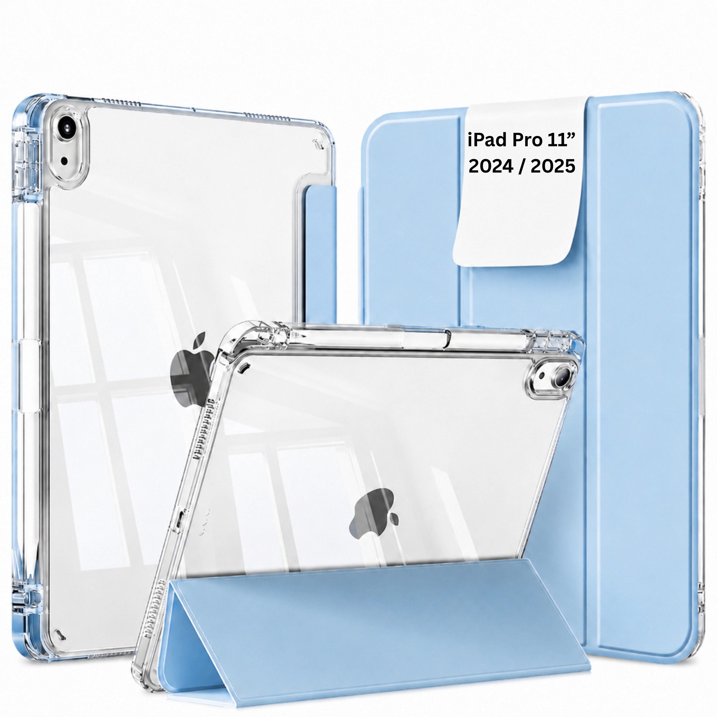S&T Design Tablet-Hülle Hülle für iPad mit Stifthalter Transparent Stoßfest Tablet Schutzhülle, Kratzfest Hülle Cover Stoßfest Hard Case Ständer Kamera Displayschutz