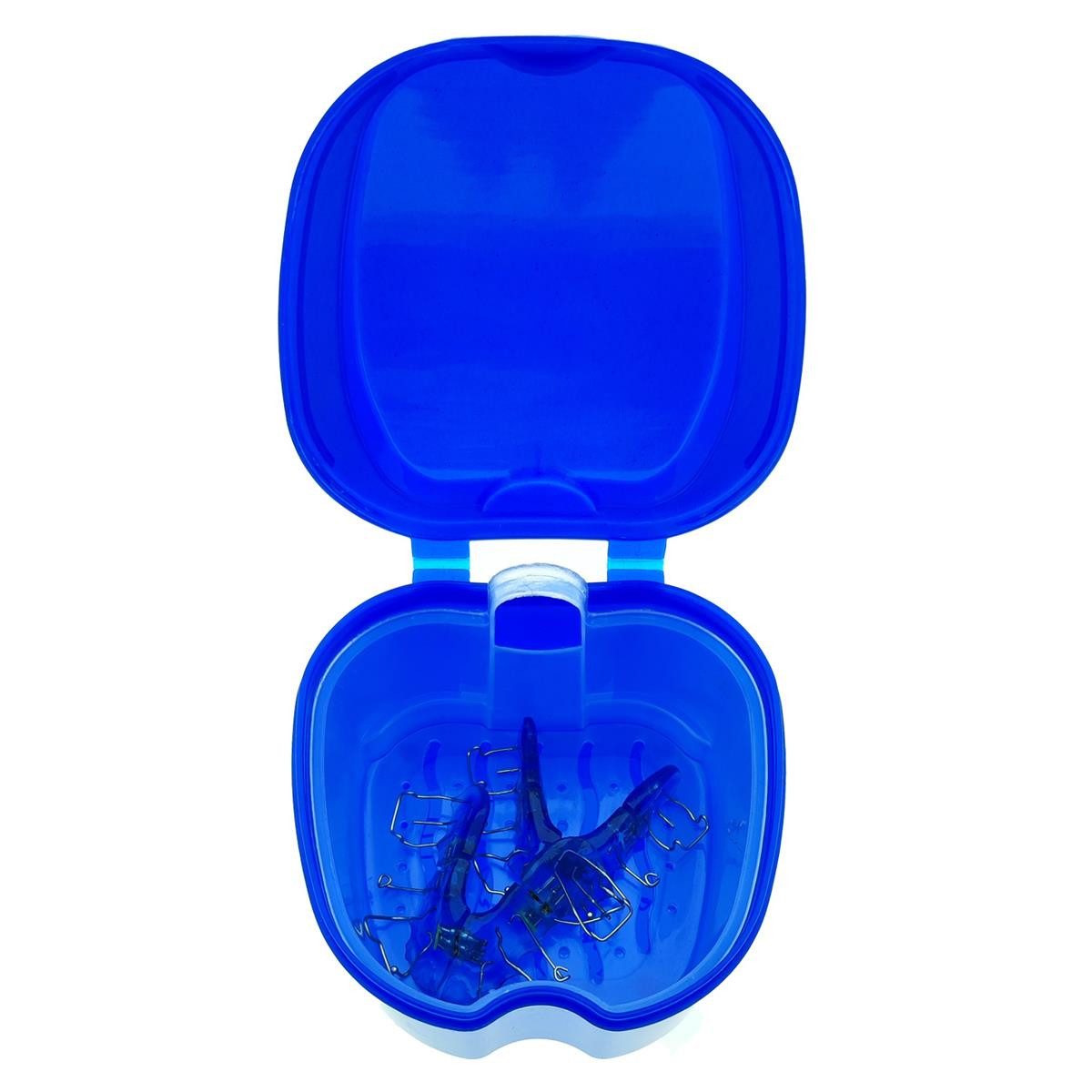 varivendo Zahndose Reinigungsdose Prothesen Zahnspangen Behälter Blau 90x75x75mm (Stück, 1 St., Reinigungsdose), Gebissaufbewahrung Prothesendose Zahndose – Bild 2 von 5