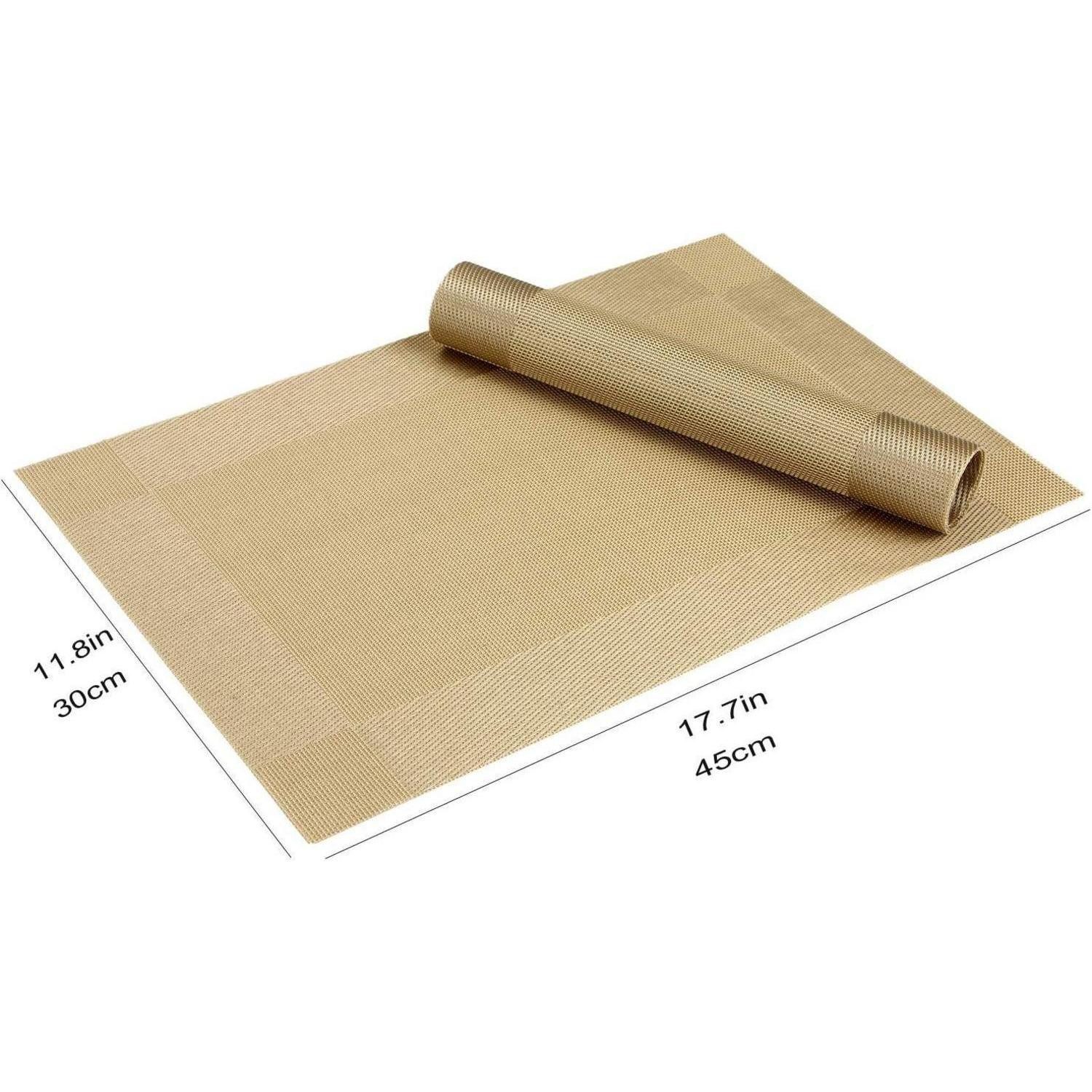 LuxusKollektion Platzset Tischset abwaschbar PVC rutschfest B-gold 6er Set Platzsets