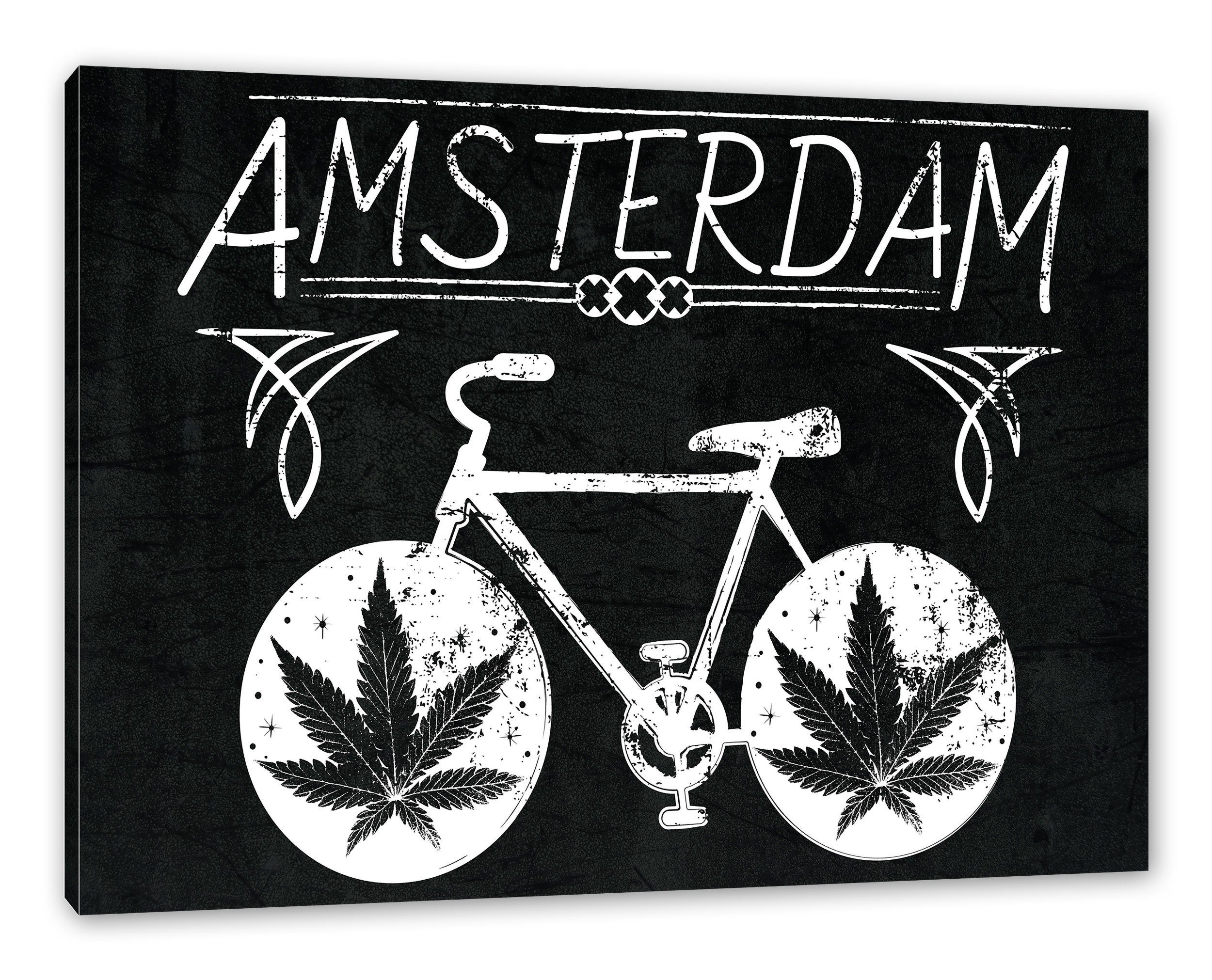 Amsterdam Pixxprint inkl. Leinwandbild Black Zackenaufhänger Leinwandbild Black, fertig (1 Amsterdam St), bespannt,