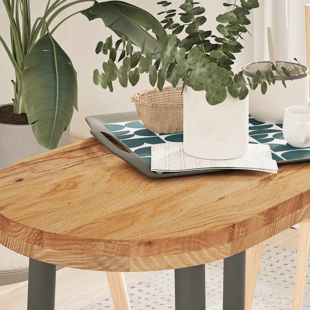 vidaXL Tischplatte Tischplatte Hellbraun 80x40x4 cm Massivholz Eiche Oval (1 St)