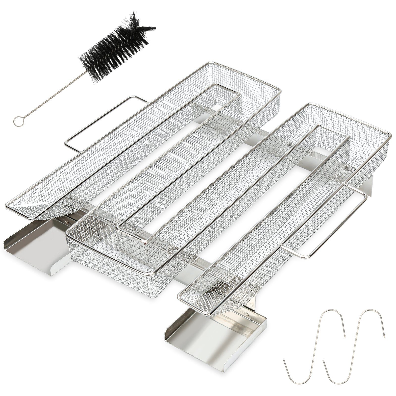 Clanmacy Räucherbox BBQ Kaltrauchgenerator Kaltraucherzeuger für Grill Kaltraucherzeuger Edelstahlmaterial/Bequemer Griff