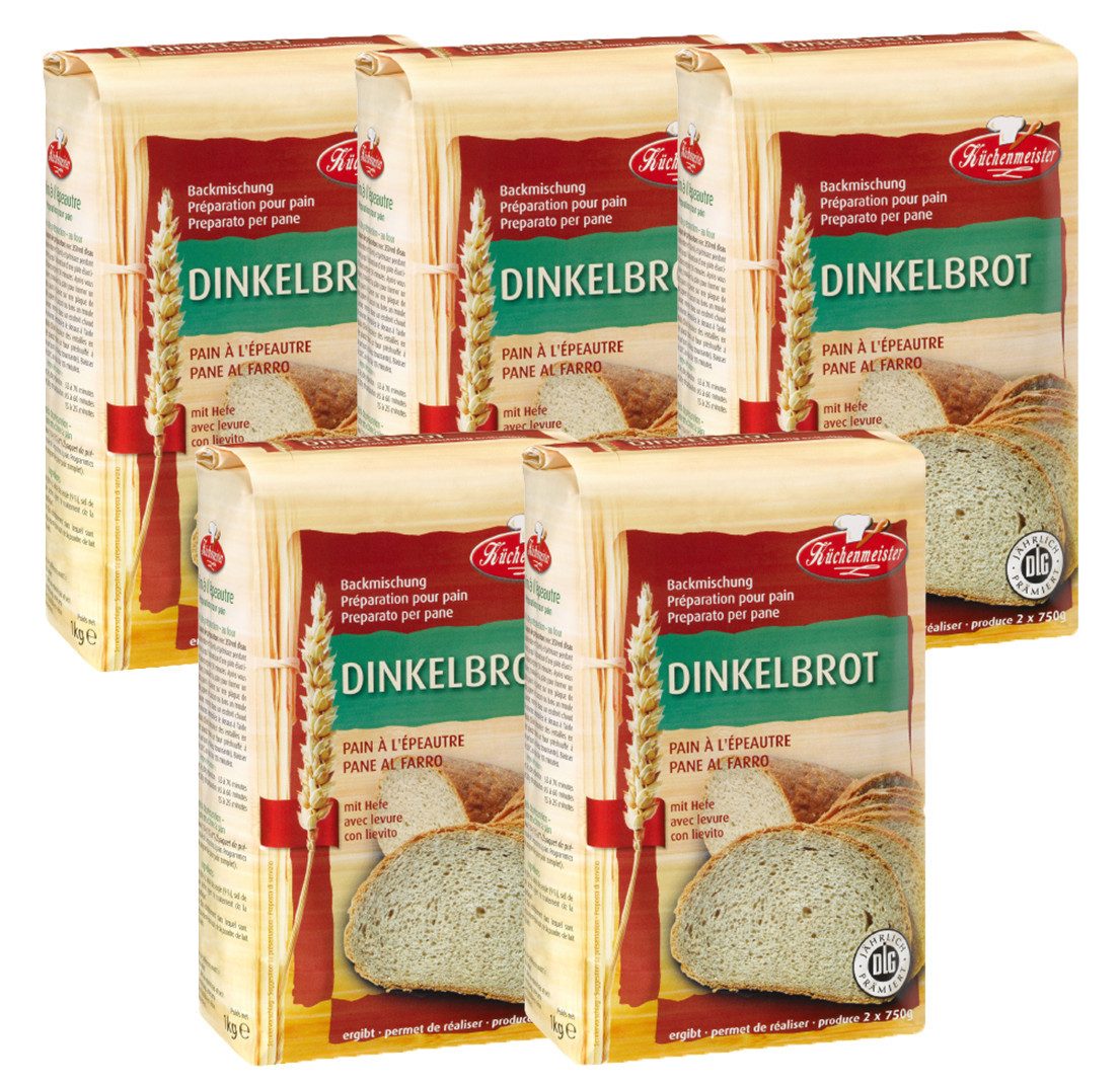 Bielmeier Backmischung Dinkelbrot 5 Stück á 1000 g Küchenmeister, 1 x 5000 g, (5 x 1000g), Made in Baden-Württemberg (SET311003-5)