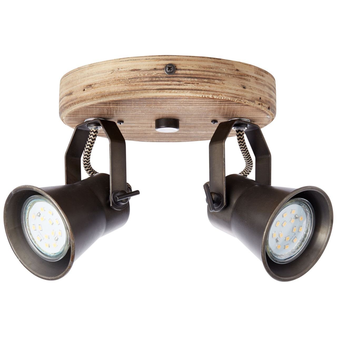 schwarz Lampe PAR51, GU10 2flg Brilliant 2x hell stahl/holz Deckenleuchte Seed, Seed Spotrondell